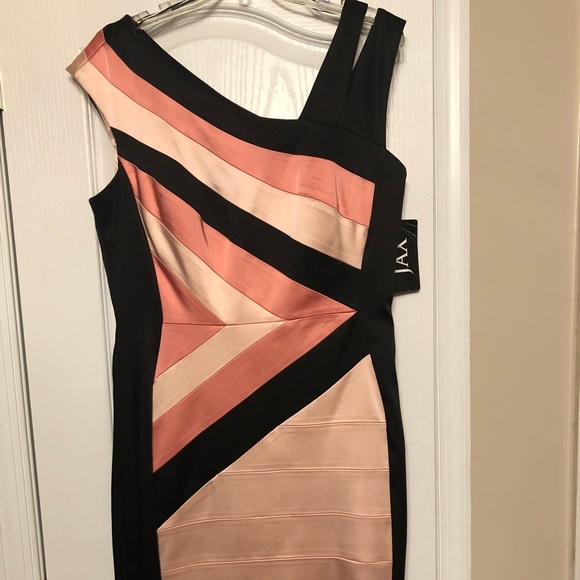 Colorblocked Satin Cocktail/Party Dress by Jax. - Picture 1 of 9